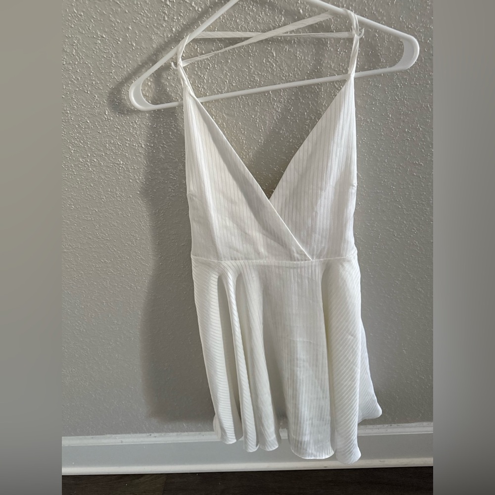 White Spaghetti Strap Sleeveless Mini Dress